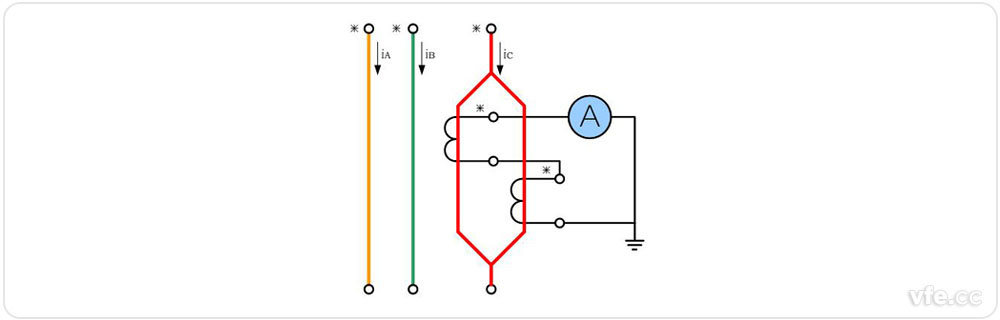 電流互感器原邊并聯(lián)、副邊串聯(lián)接線圖