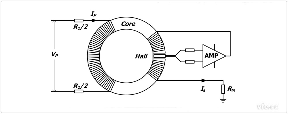 霍爾電壓傳感器原理圖