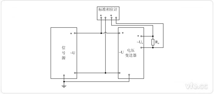 交流電壓輸出型電壓變送器相位誤差校準(zhǔn)接線圖